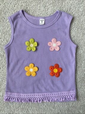 Girls Flower Appliqué Tank size 7